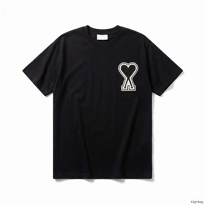 AMI Heart-shaped Pattern Black T-shirt