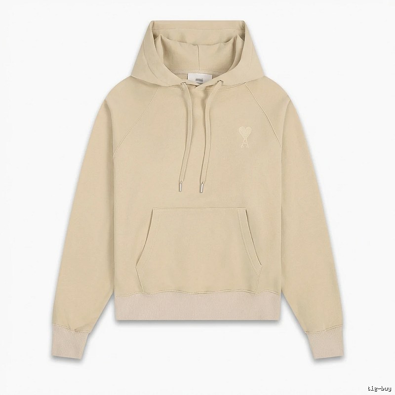 AMI Love Minimalist Style Beige Hoodie