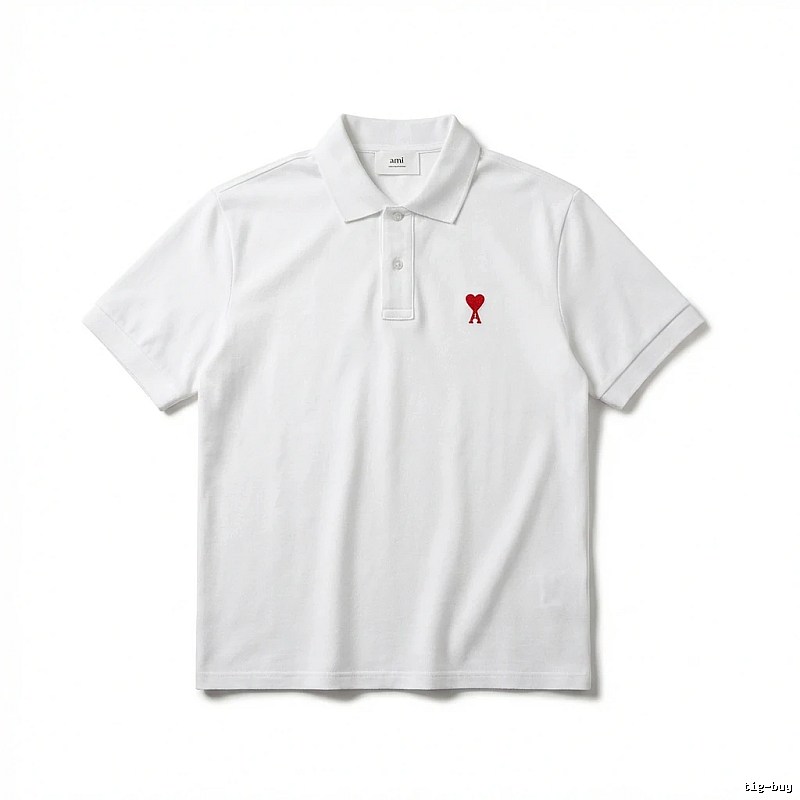 AMI Love Simple White Polo Shirt