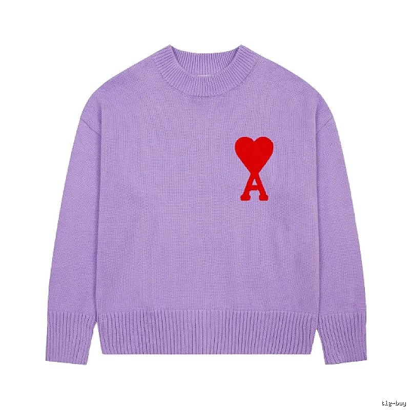 Ami Paris Casual Heart logo sweater Green Knit Top for Streetwear Looks
