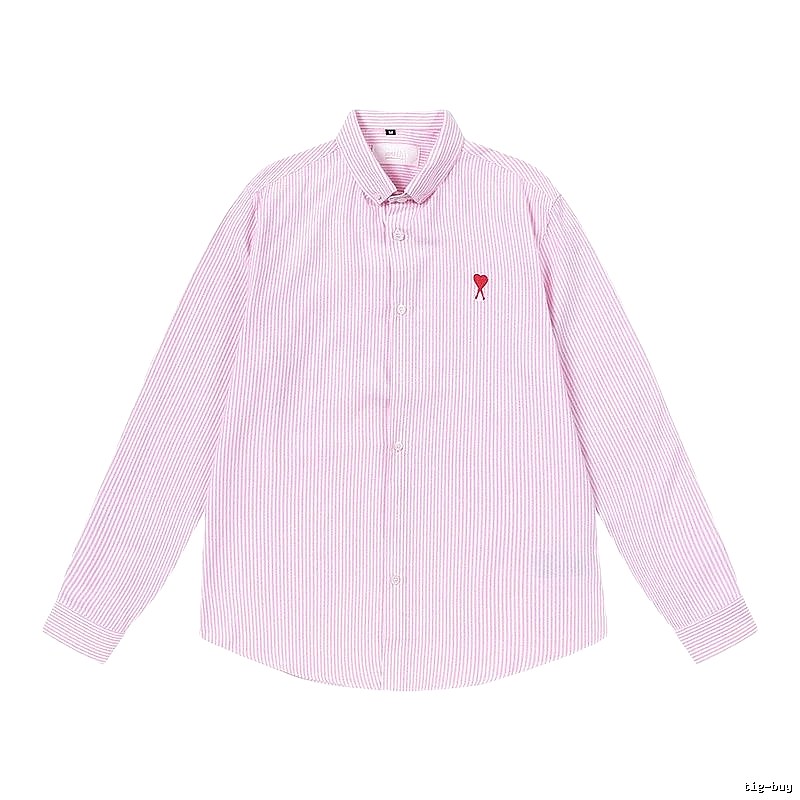 AMI Stripe Minimalist Style Pink Shirt