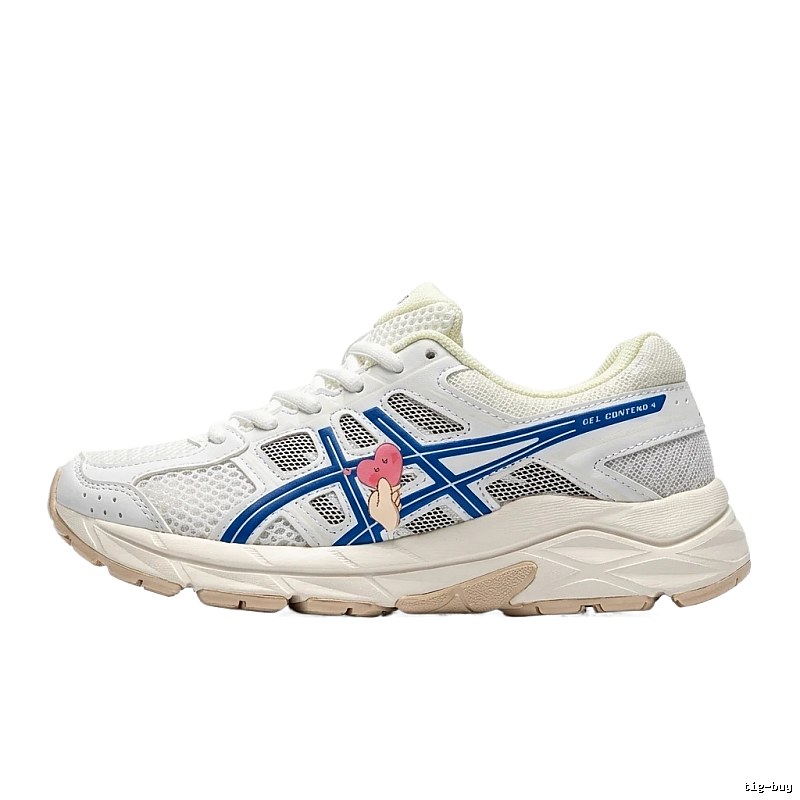 ASICS retro-style white and blue sports shoes