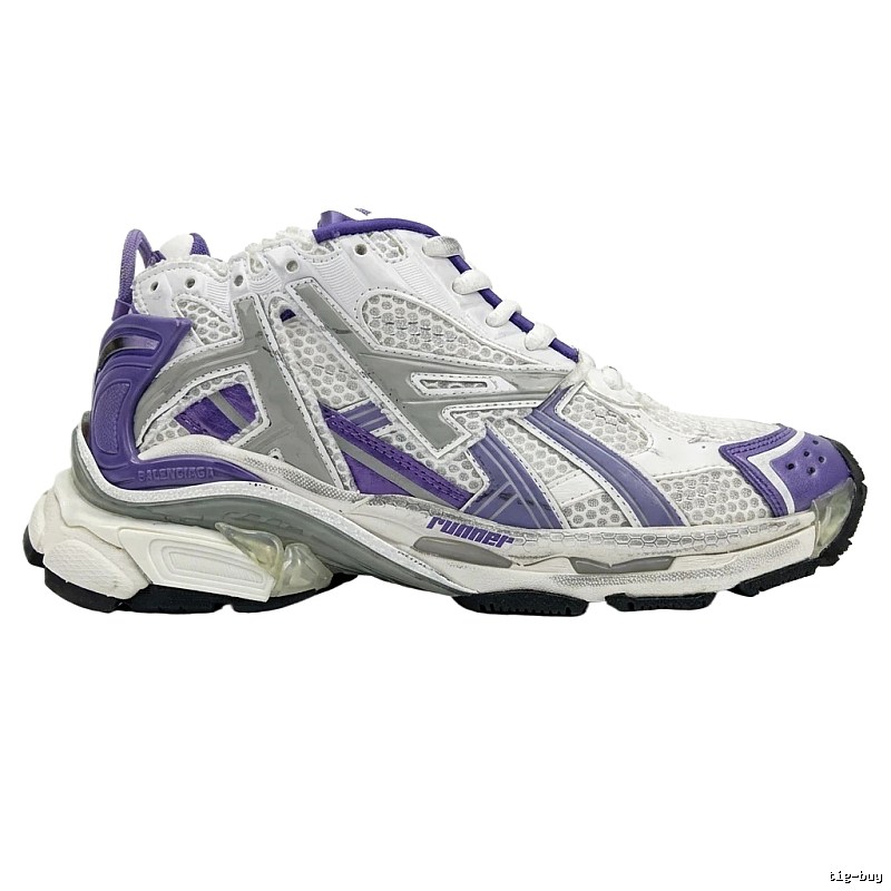 Balenciaga retro-style white and purple sports shoes