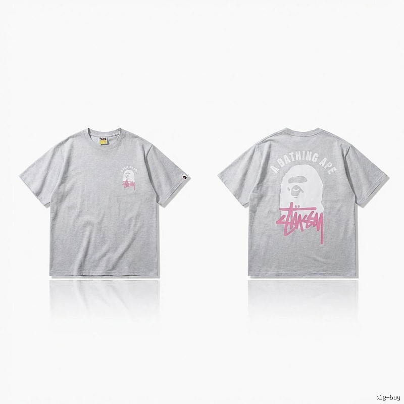 Bape Ape Head Trendy and Cool Style Gray T-shirt