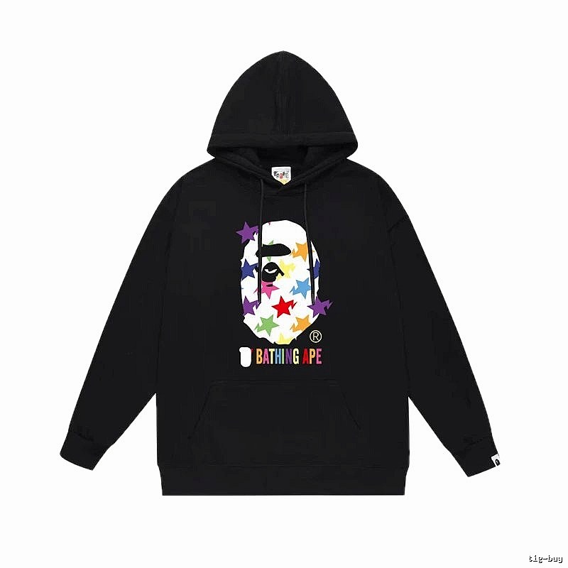 Bape Colorful Alien Style Black Hoodie