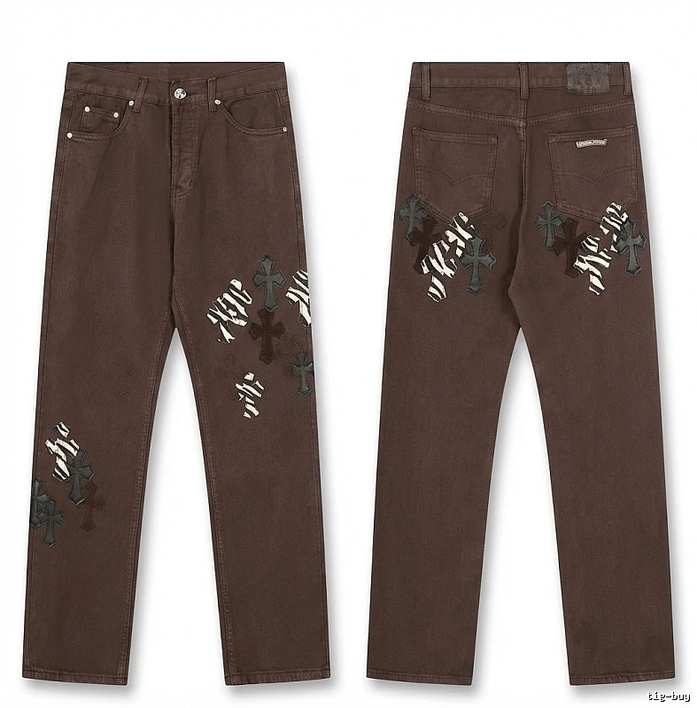 Chrome Hearts Cross Dark Style Brown Pants
