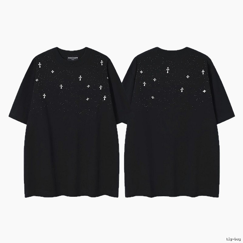 Chrome Hearts Cross Embroidered Street Style Black Short-sleeve T-shirt