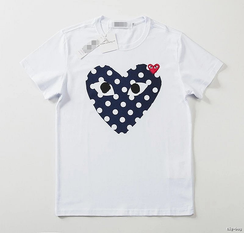 Comme des Garcons PLAY 2021-17 Blue Style 2117 Heart Logo T-Shirt Weekend Wear