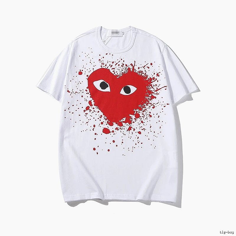 Comme des Garcons PLAY 2023-15 White Style 2315 Heart Logo T-Shirt Easy Pairing