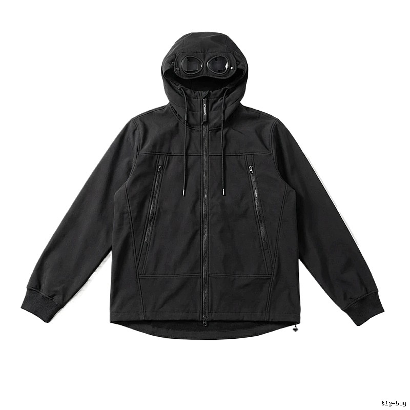 C.P. hooded simple style black coat