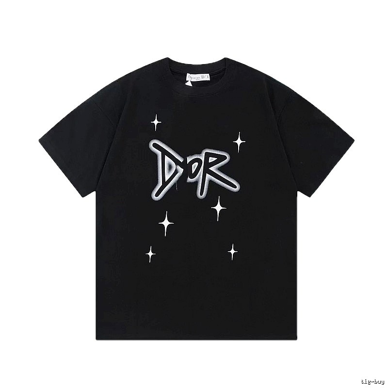 Dior Graffiti Star Street Style Black Short-sleeve T-shirt