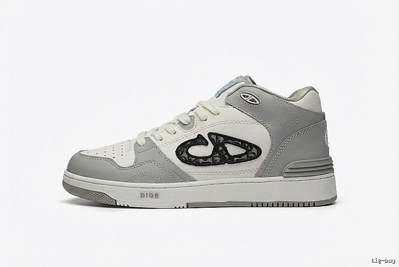 Dior high-top fashionable gray and white sports shoes