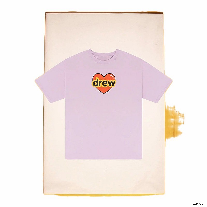 DREW Love Heart Print Street Style Light Purple Short Sleeve T-shirt