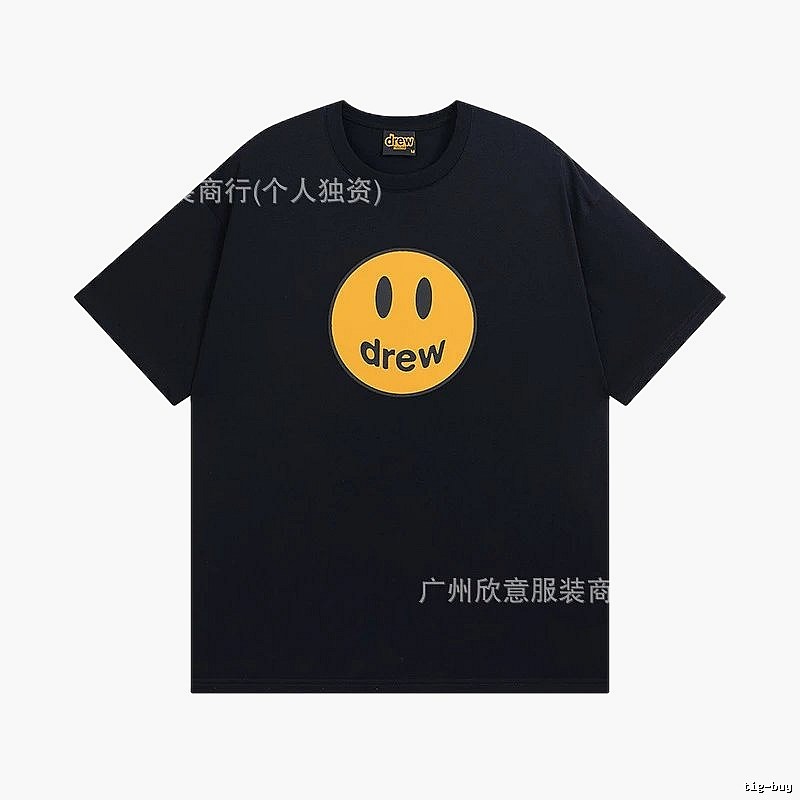 DREW Smiley Street Style Black Short-sleeve T-shirt
