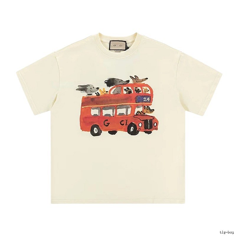 Gucci Bus Print Whimsical Style Off-white T-Shirt