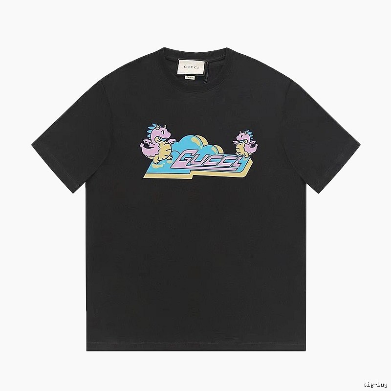 Gucci Year of the Dragon Collection Cartoon Style Black T-Shirt