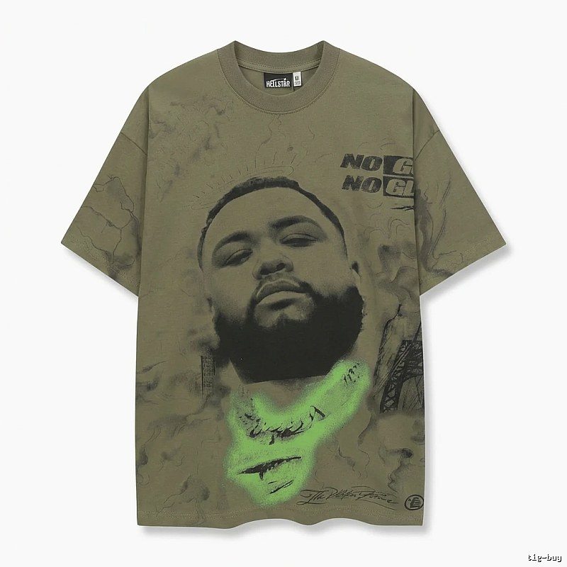 Hellstar Retro Style Olive Green T-shirt