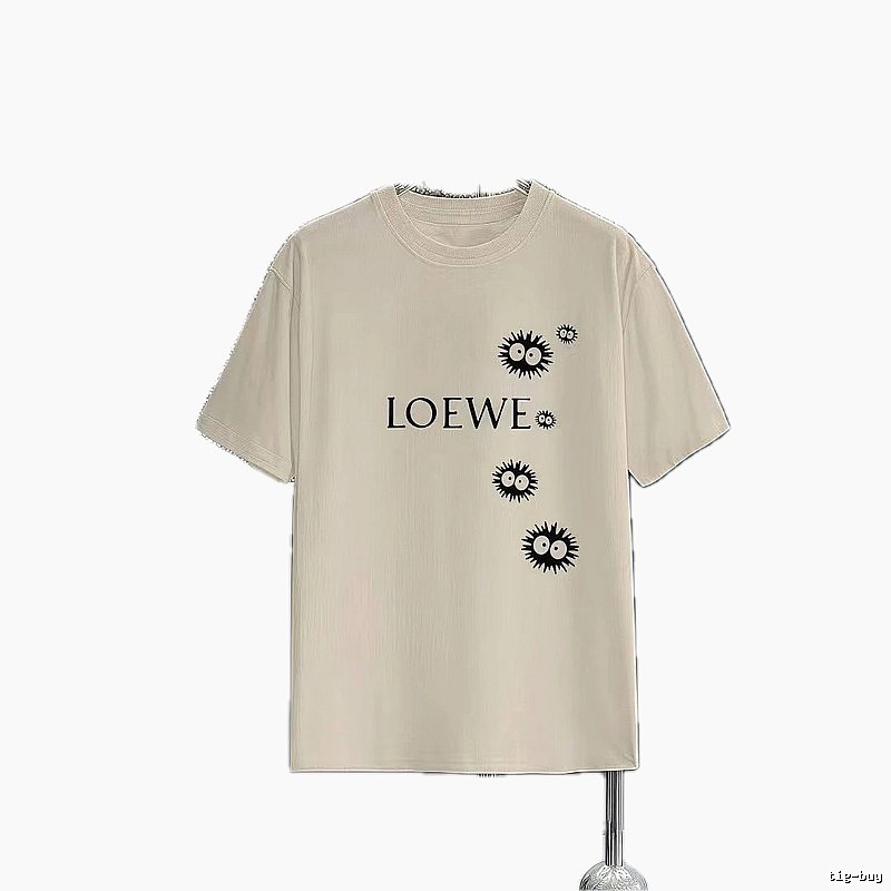 LOEWE x My Neighbor Totoro Collaboration Casual-style Beige Short-sleeve T-shirt