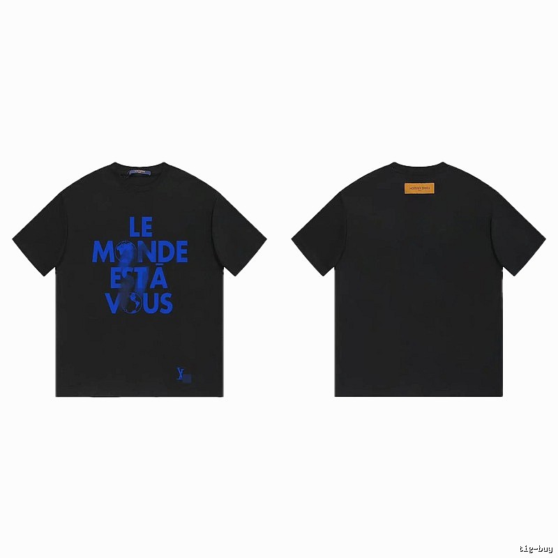 Louis Vuitton Letter Print Trendy Cool Black T-Shirt
