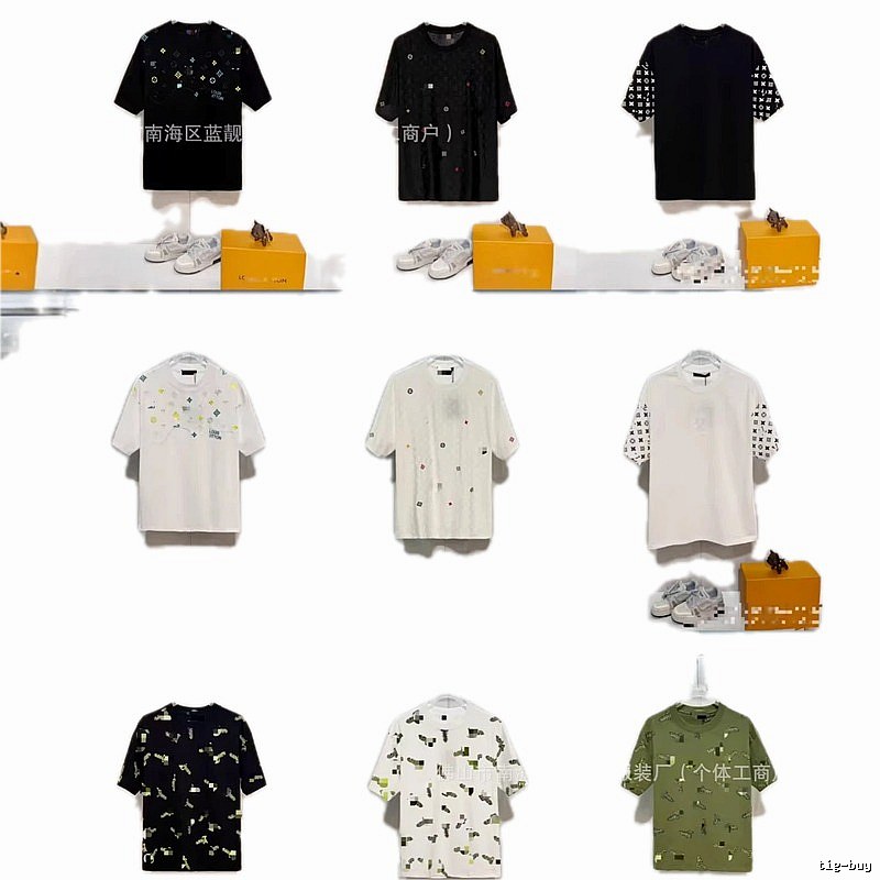 Louis Vuitton Monogram Light Luxury Trendy Style Multi-color Short-sleeve T-shirt