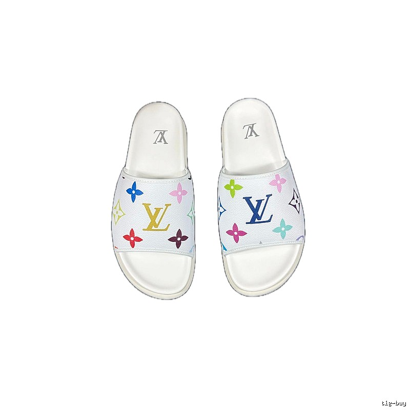 Louis Vuitton Multicolor Monogram Trendy White Slides