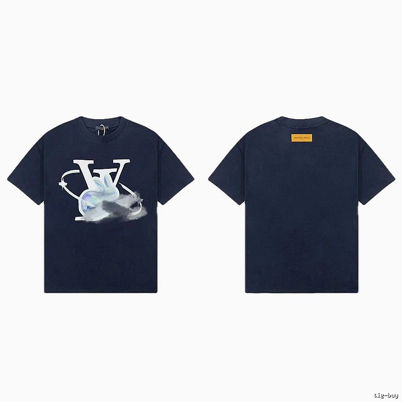 Louis Vuitton Year of the Rabbit Trendy Navy Blue Short Sleeve T-Shirt
