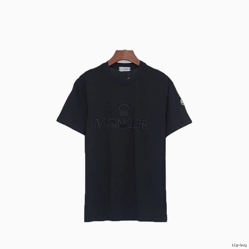 Moncler Embroidered Minimalist Style Black T-Shirt