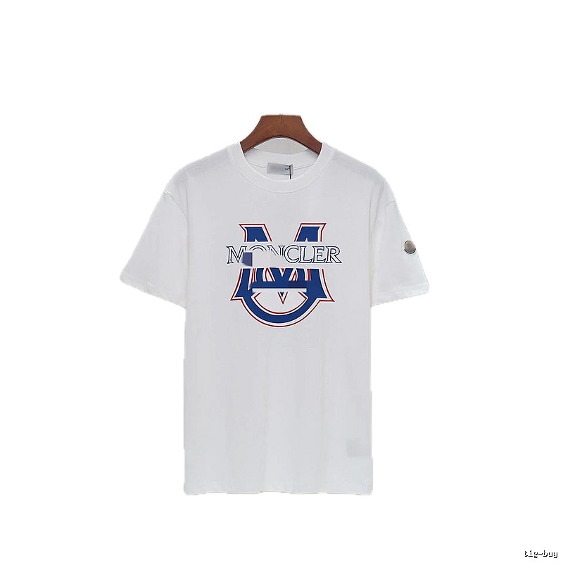 Moncler Large M Printed Casual Style White T-Shirt