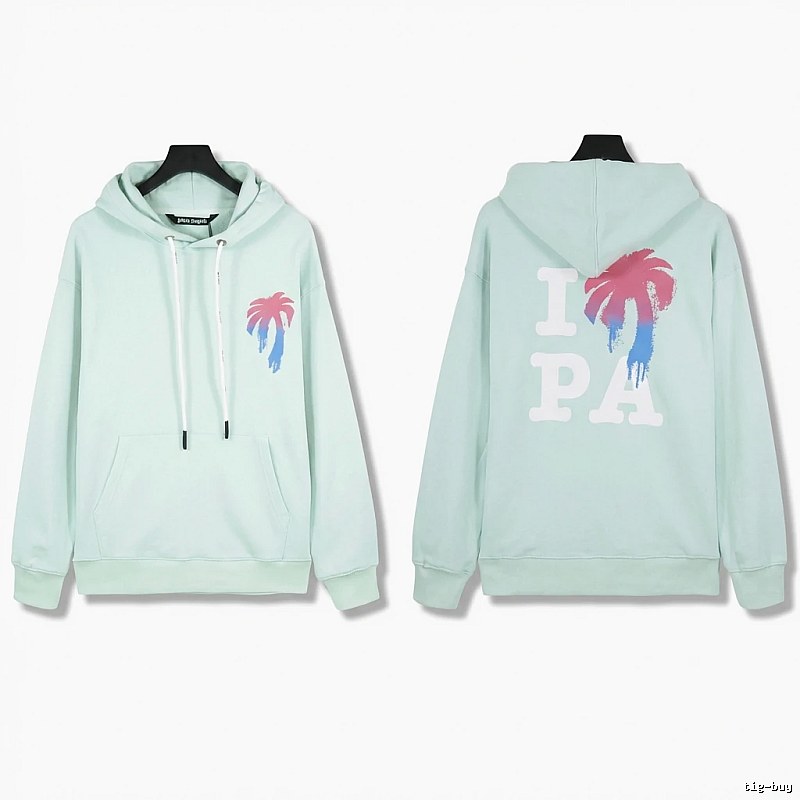 Palm Angels Palm Print Trendy Brand Light Blue Sweatshirt