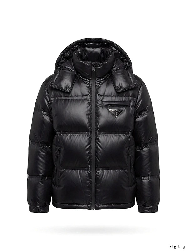 Prada triangle logo black down jacket