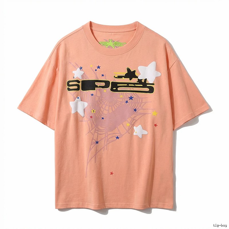Sp5der Star Print Pink T-shirt