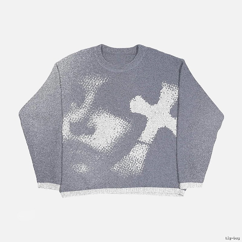 Statement Anime graphic sweater Black Knit Top for Outdoor Plans