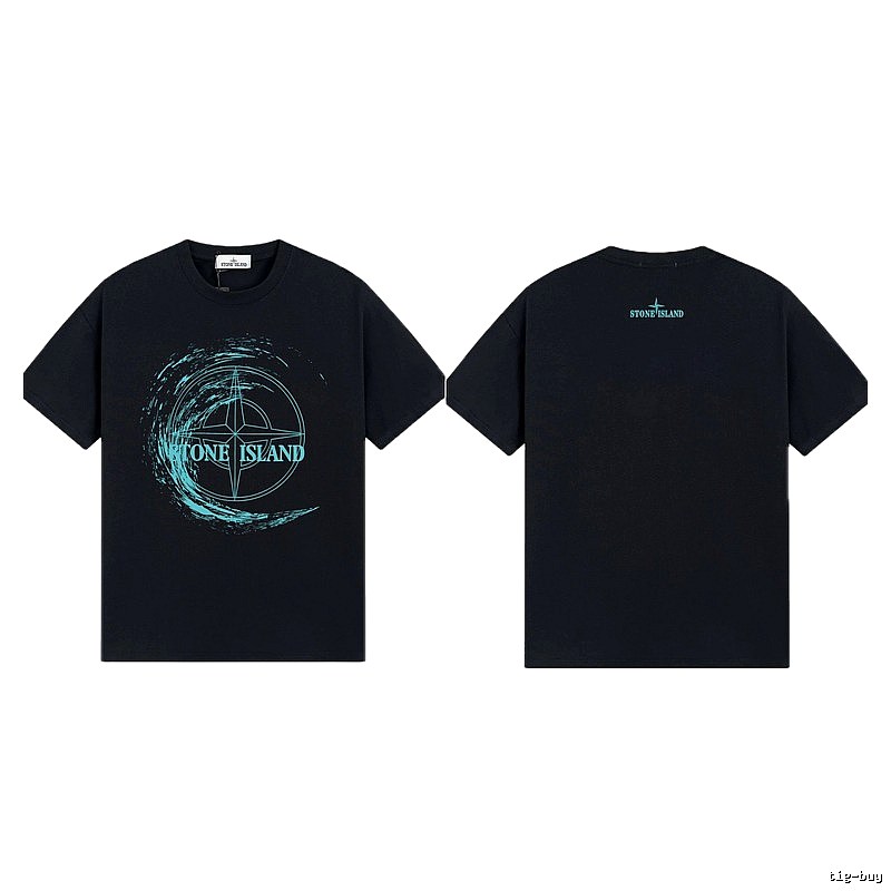 Stone Island Compass Print Street Style Black T-Shirt