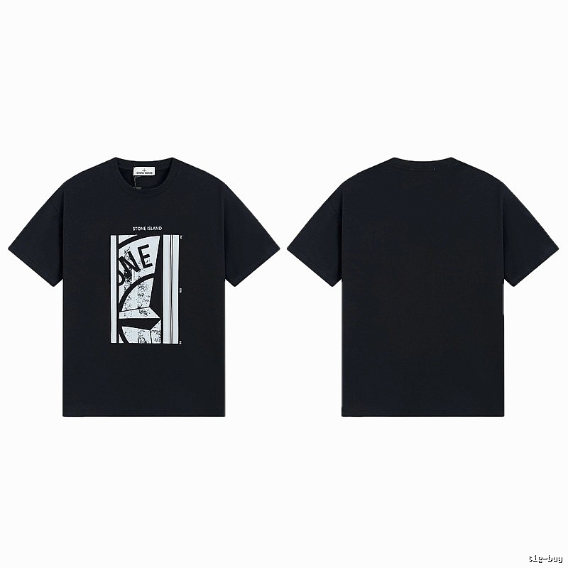 Stone Island Printed Street Style Black T-shirt