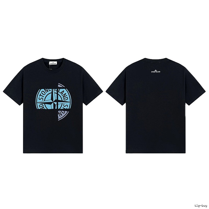 Stone Island Split Compass Street Style Black T-Shirt