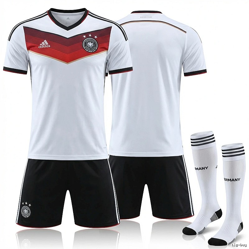 The German team's series of sporty white jerseys.