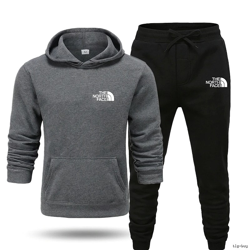 The North Face Simple Gray and Black Sportswear Set