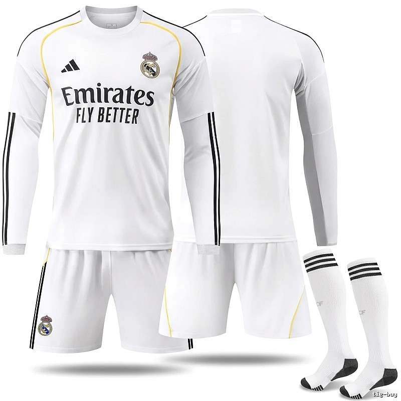 The sporty white jersey of Real Madrid.