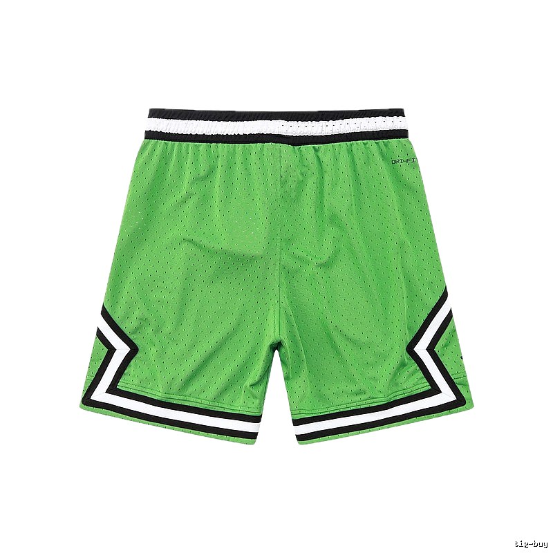 AJ basketball-style green shorts