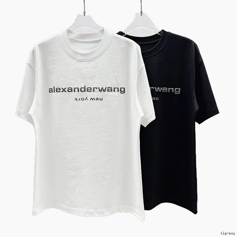 Alexander Wang Trendy Letter Style Black and White Short-Sleeve T-Shirt