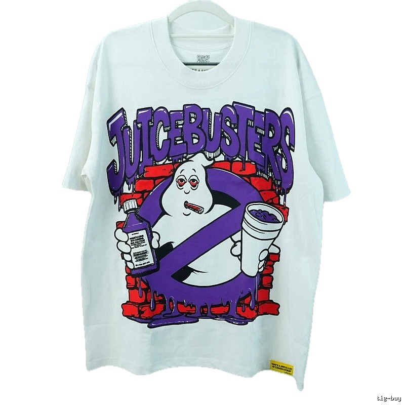 American Streetwear Brand Ghost Print White Short-sleeve T-shirt