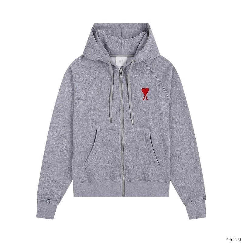 AMI Love Embroidery Grey Hoodie