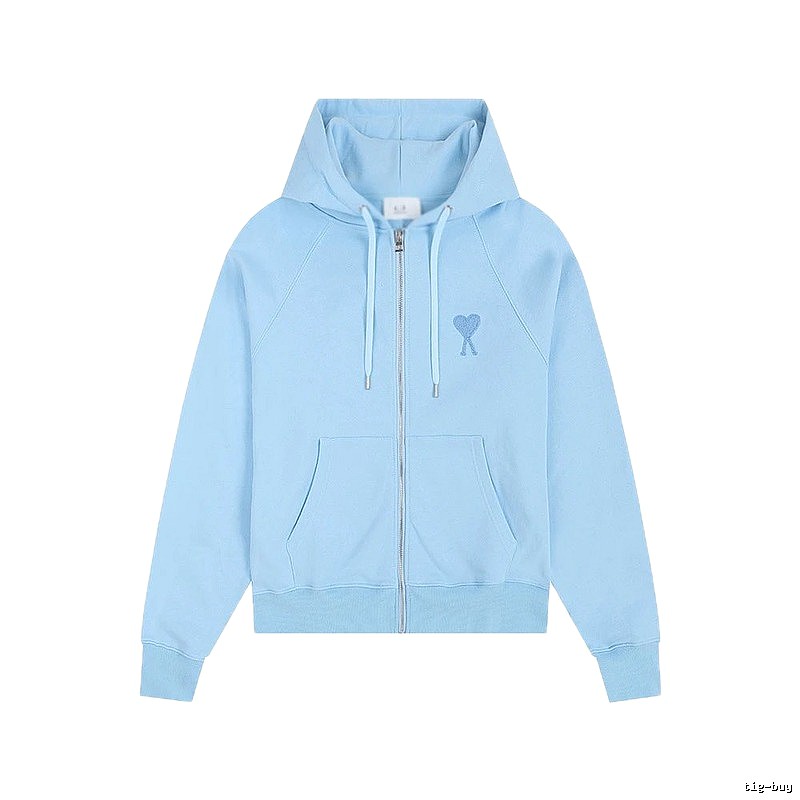 AMI Love Embroidery Light Blue Hoodie