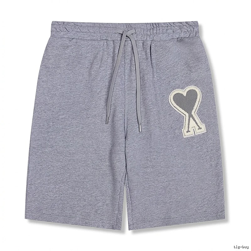 AMI Love Heart Pattern Light Gray Shorts