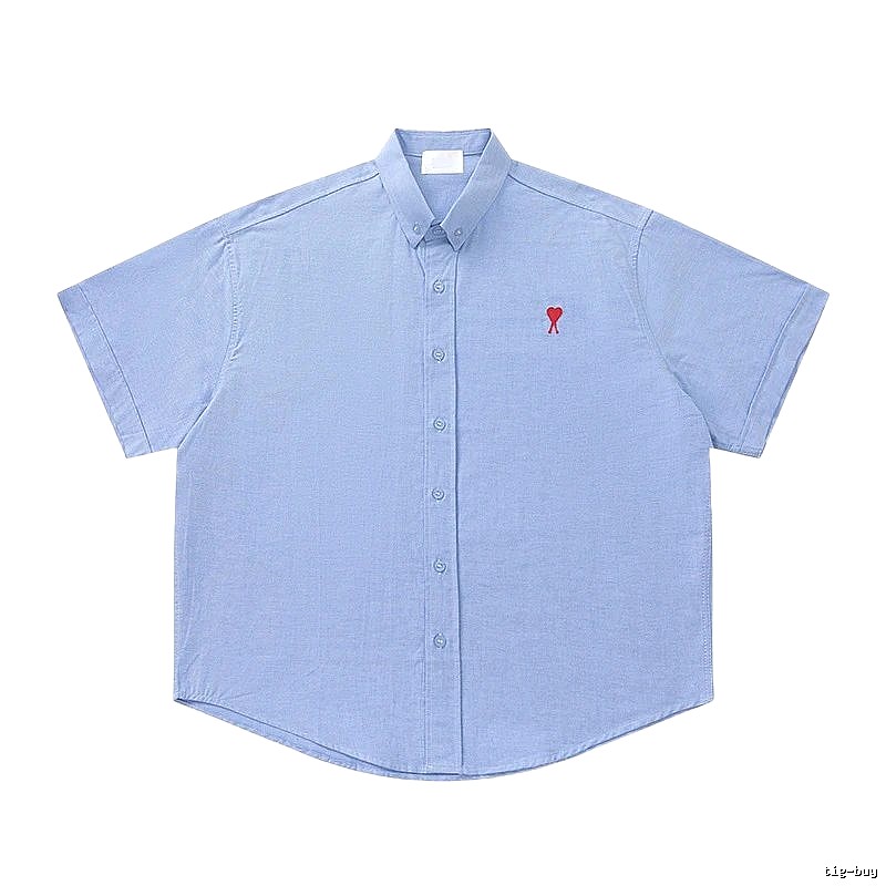 AMI Love Series Simple Style Blue Shirt