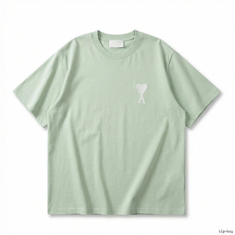 AMI Love Series Simple Style Light Green T-shirt