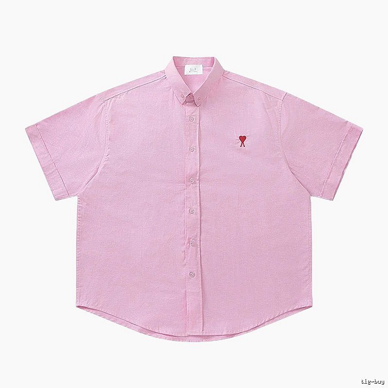 AMI series minimalist style pink shirt
