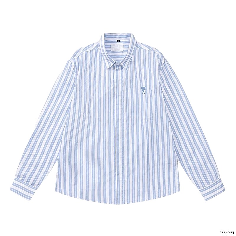 AMI Stripe Simple Blue Shirt