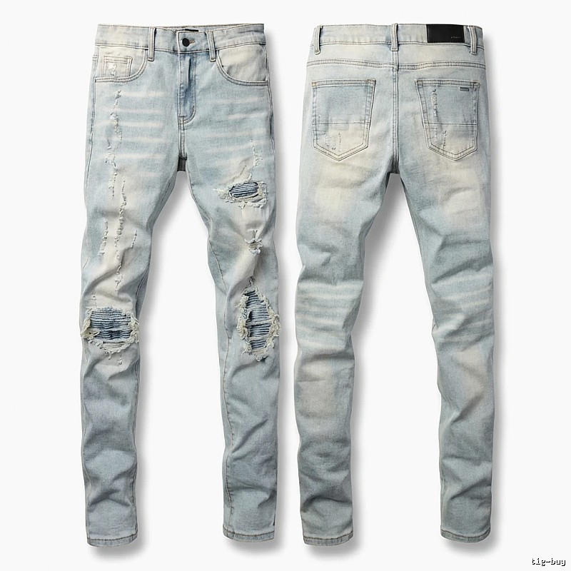 AMI Trendy Light Blue Jeans with Holes