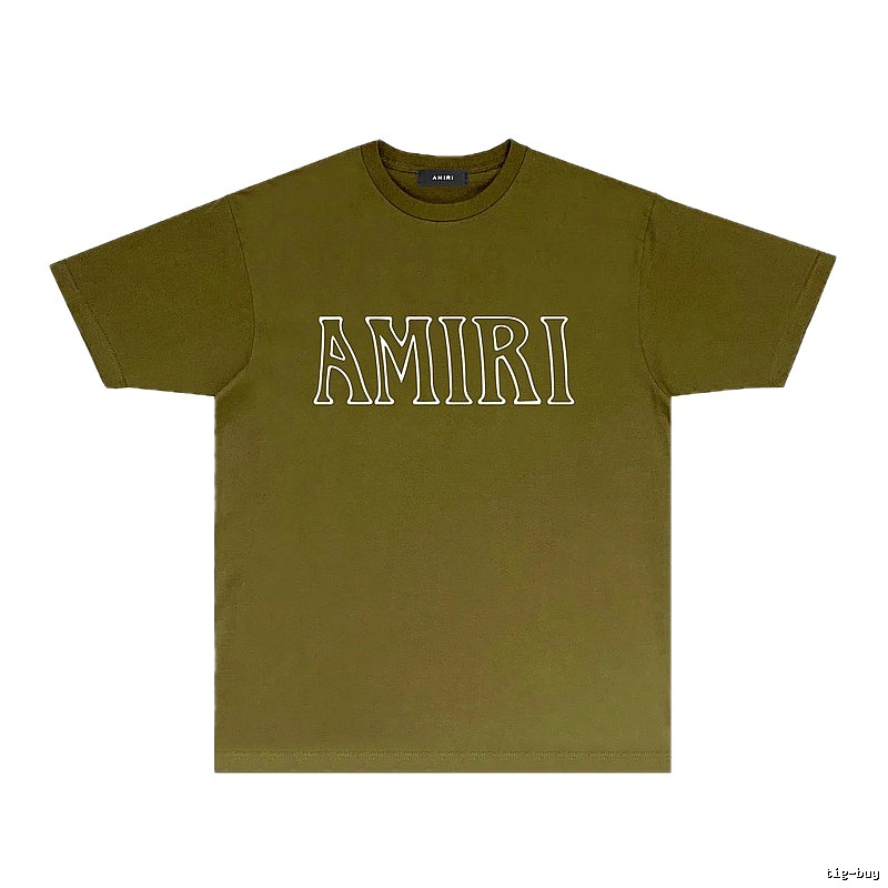 AMIRI Basic Style Trendy and Cool Olive Green T-shirt